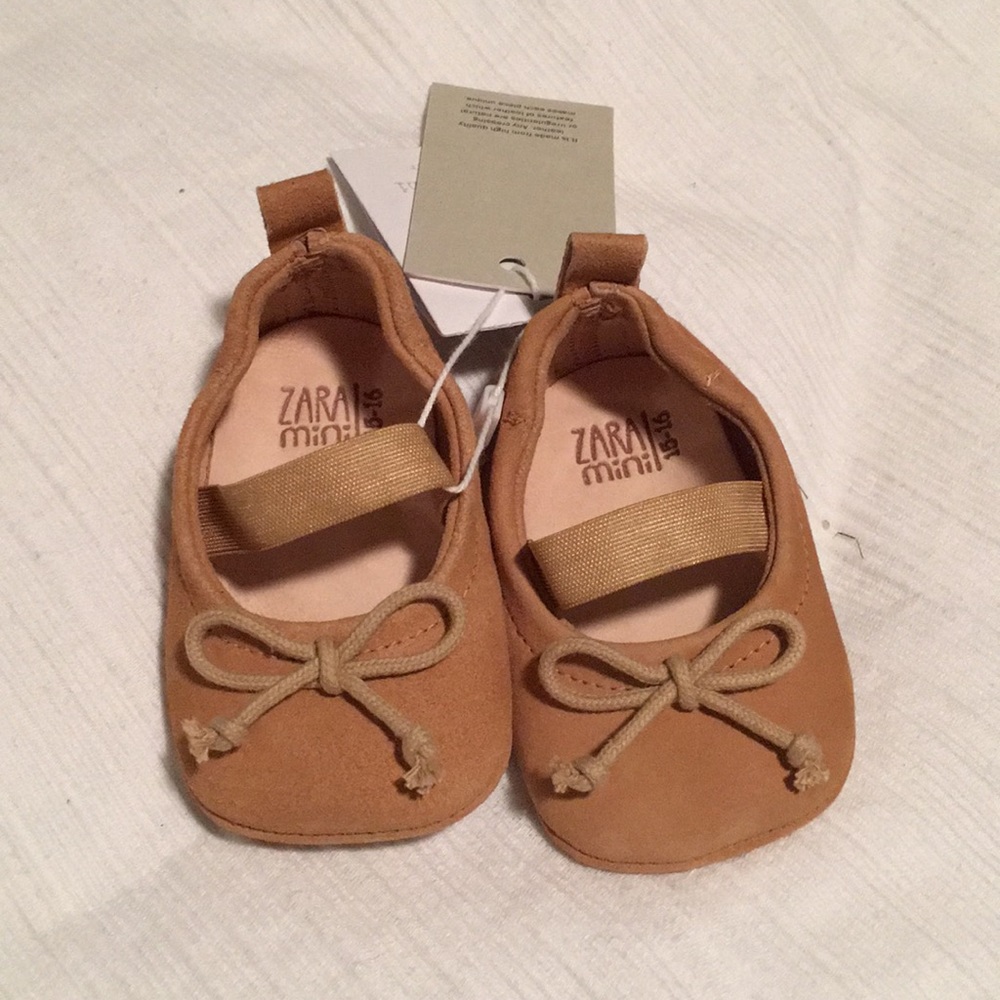 Zara mini rich tan soft  leather shoes